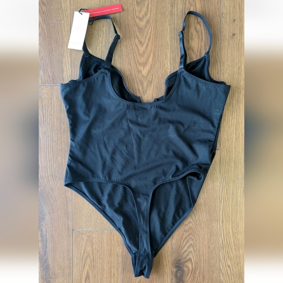 Popilush Deep V Neck Thong Shapewear Bodysuit Black XL NWT - Picture 2 of 13